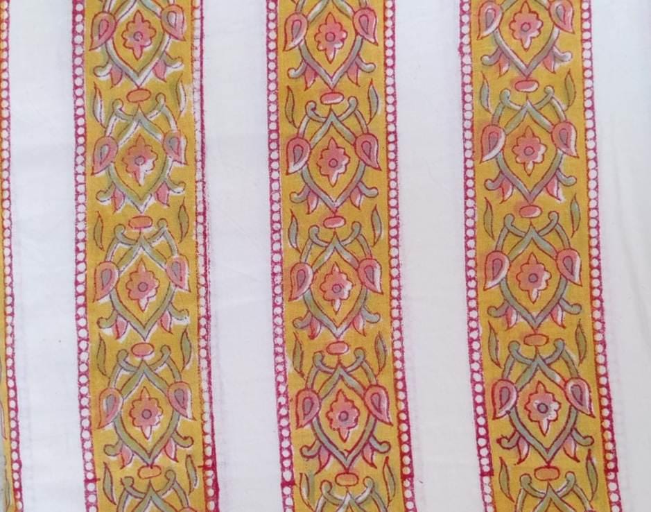 Indian Hand Block Print Fabric, 100% Cotton Quilting Fabric By The Yard, Fabric For Duvet Cover, Loose Running Fabric, Dress Making Fabric