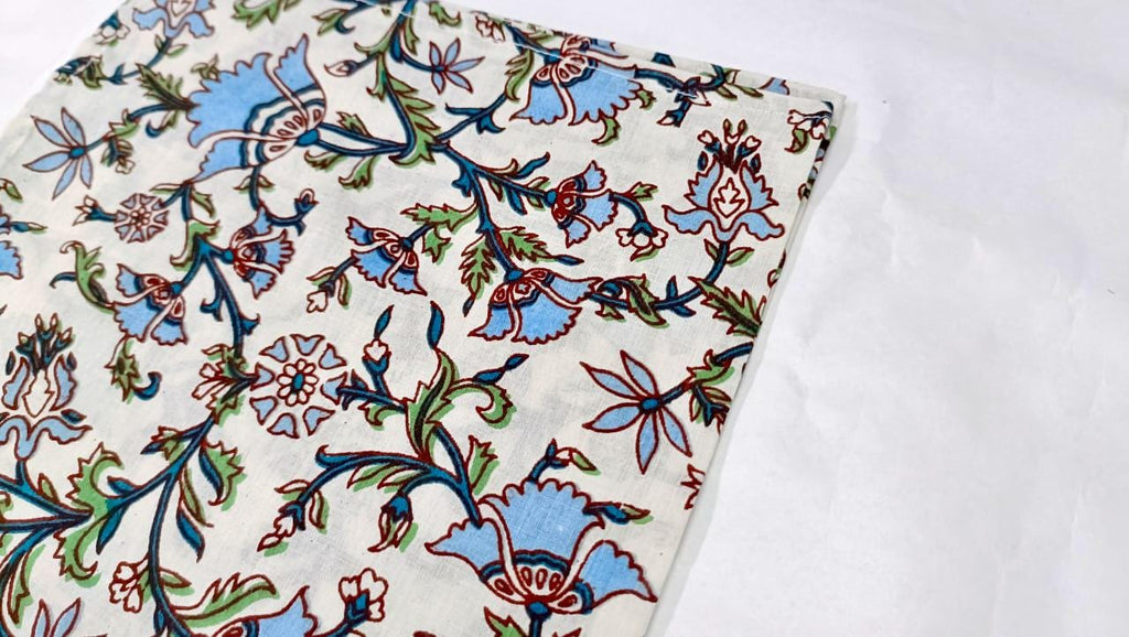 Floral Cotton Dinner Napkins, Set of 4 - Hand Block Printed