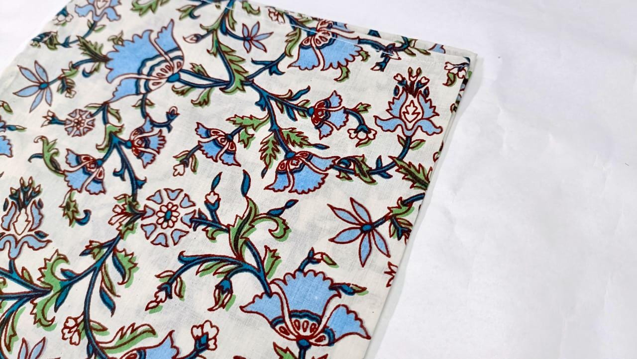 Floral Cotton Dinner Napkins, Set of 4 - Hand Block Printed