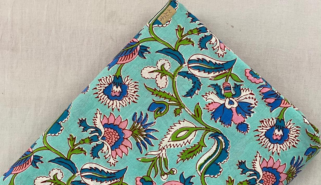 Soft Cotton, Indian Hand Block Print Fabric, Floral 100% Cotton Fabric By The Yard, Fabric for Loose Running, Dress Making, Textile Fabric