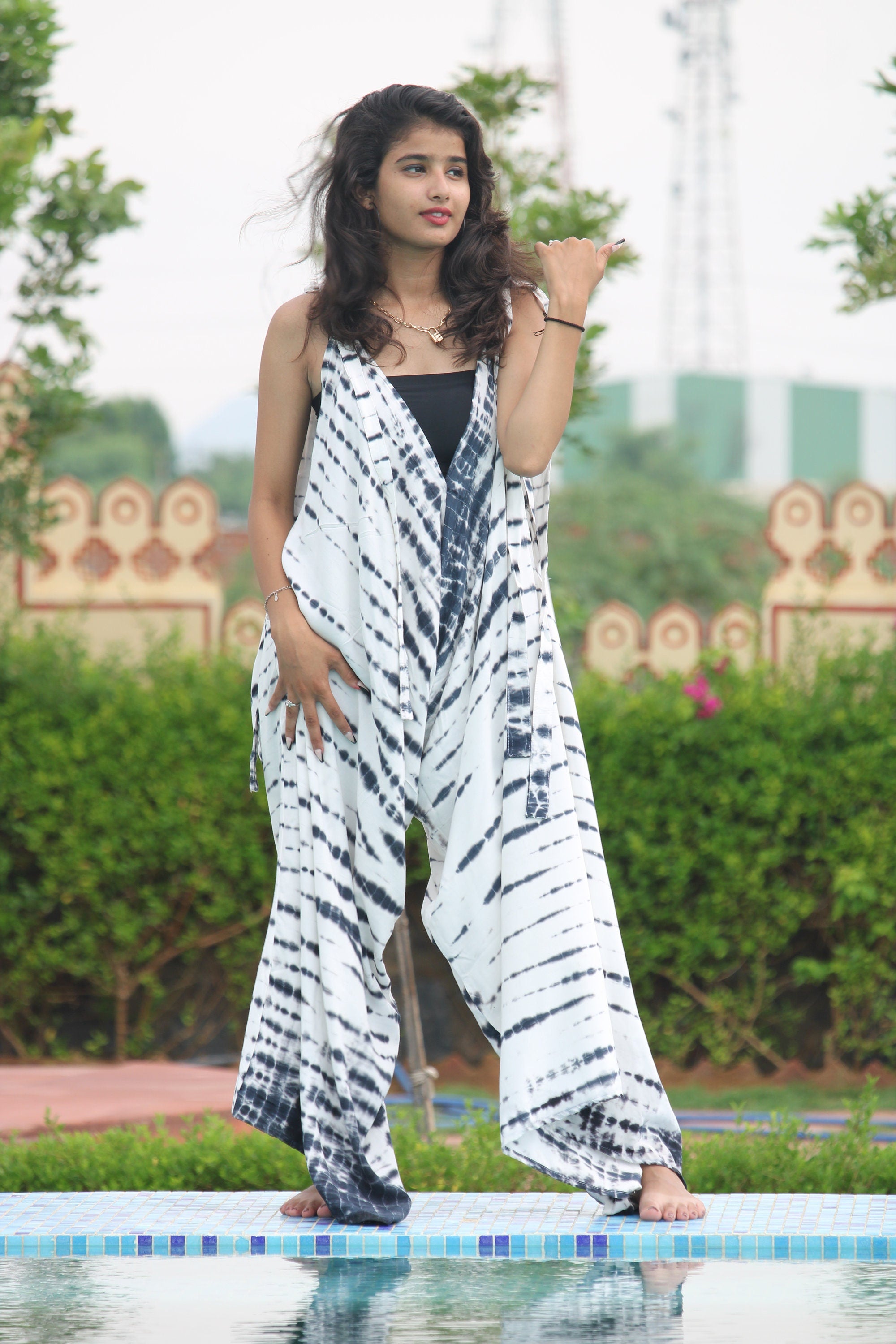 Tie Dye Rayon Jumpsuit: Women's Summer Romper Overalls