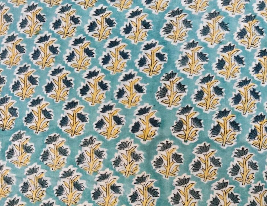 Pink Beautiful Indian Hand Block Print Fabric, Floral 100% Cotton Quilting Fabric By The Yard, Fabric For Dress Making, Loose Running Fabric