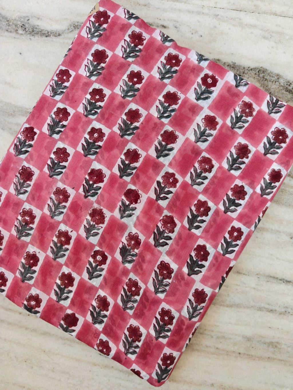 Pink Floral Cotton Fabric, Hand Block Print Fabric, Indian Cotton Textile, Small Flower Print, Quilting Fabric, Craft Fabric, Dressmaking
