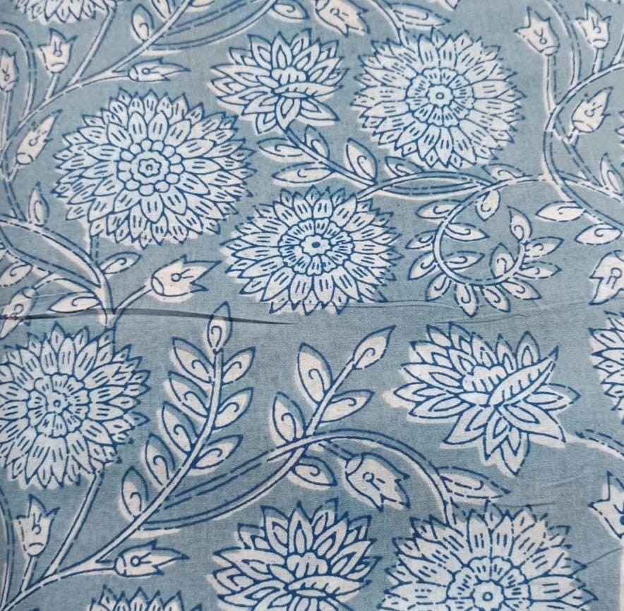 Hand Block Print Cotton Fabric: Indian Floral Quilting Fabric By The Yard