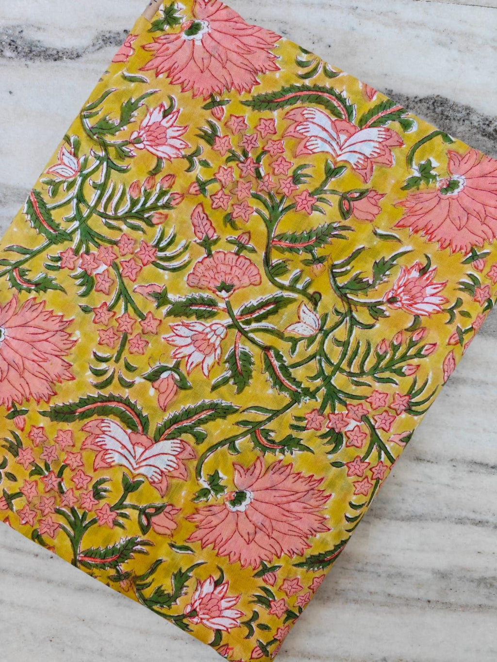 Hand Block Printed Cotton Fabric, Turquoise Floral Stripe Fabric, Indian Cotton Textile, Dressmaking Quilting Fabric, Fabric By The Yard