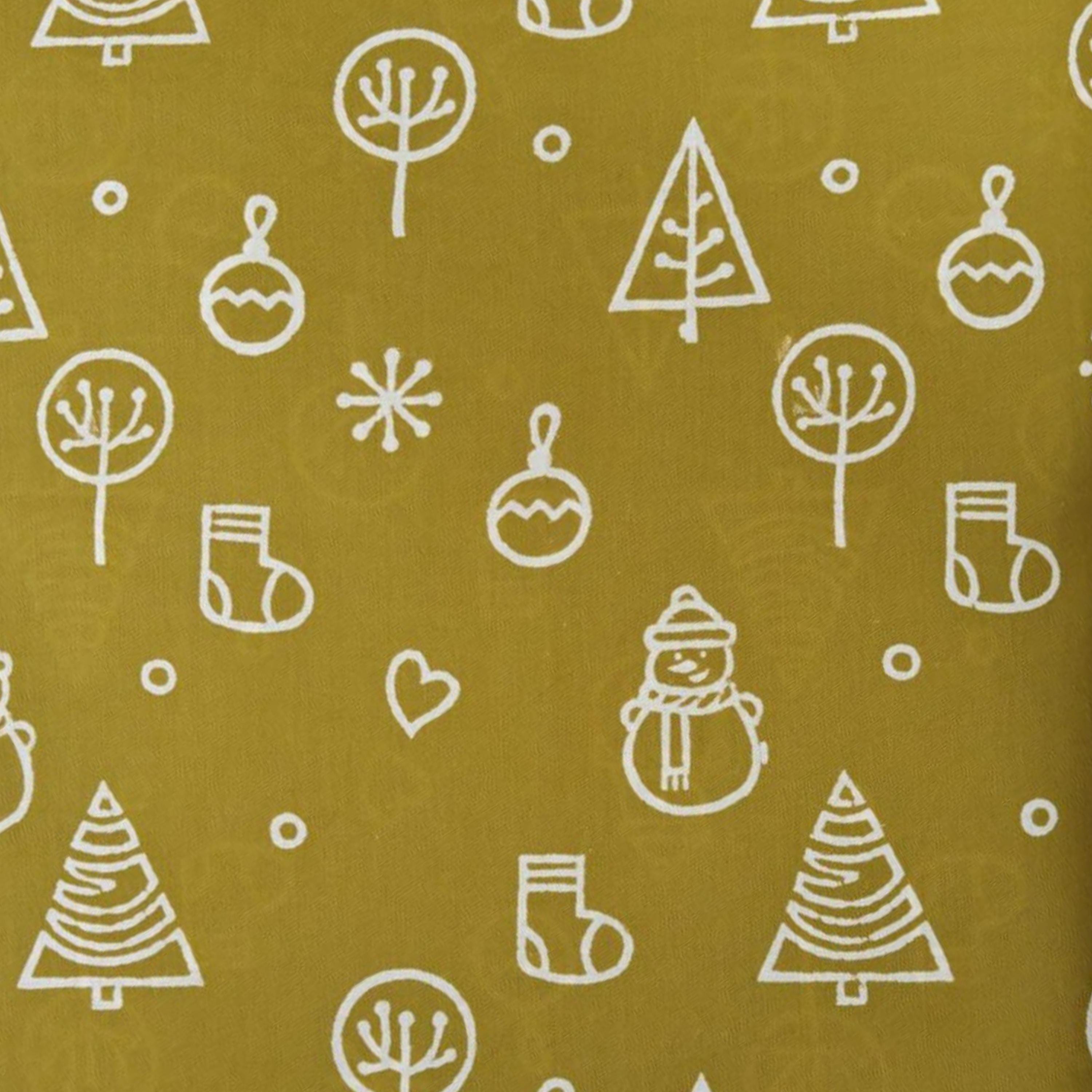 Mustard Christmas Cushion Cover, Snowman & Tree Print Pillow, Festive Holiday Decor Pillowcase, Winter Sofa Throw Cushion Decorative Cushion