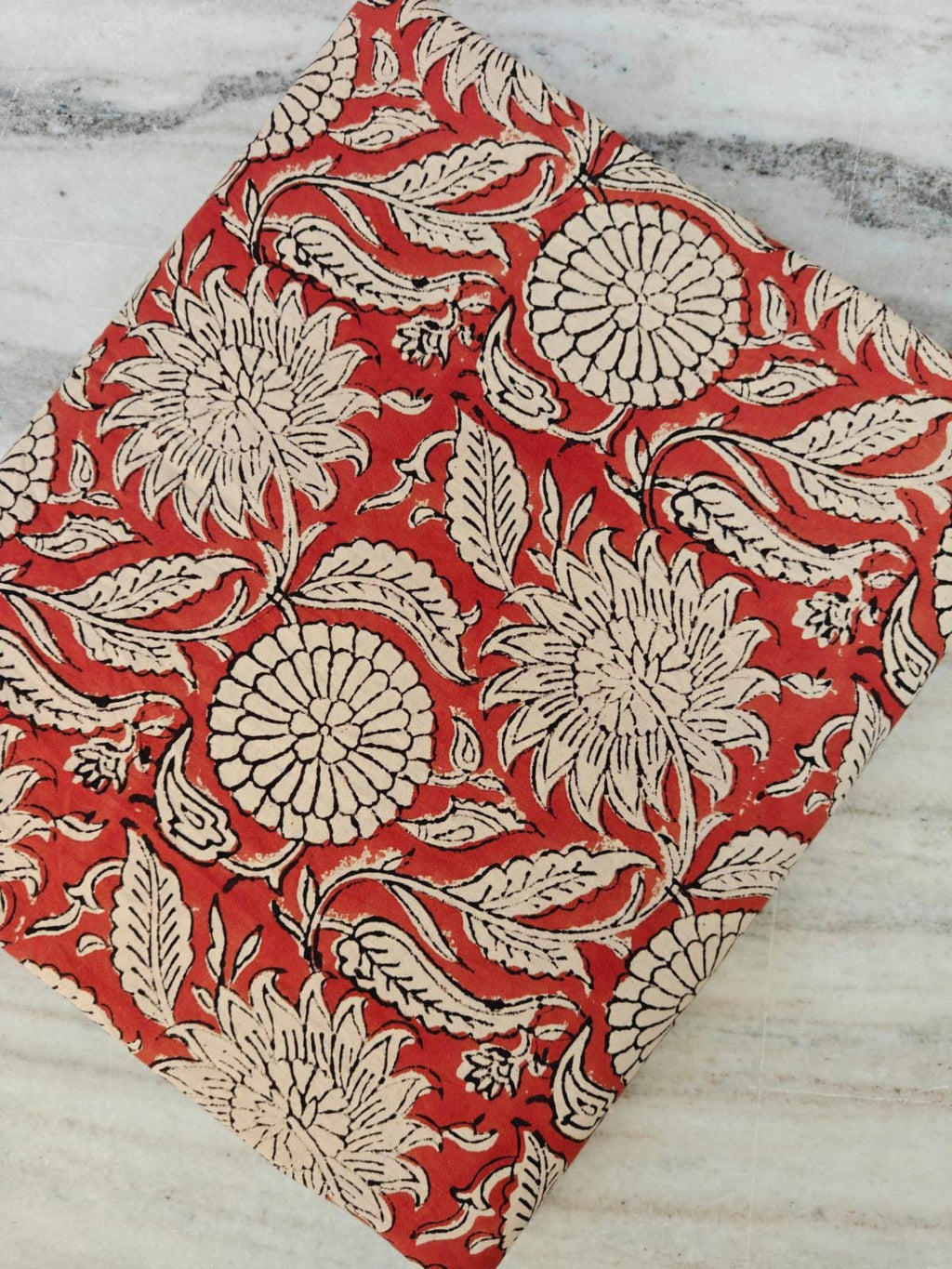 Red Floral Hand Block Print Cotton Fabric by the Yard, Red Cotton Fabric for Curtains, Cushions, Table Linen, Sewing, Quilting, Dressmaking