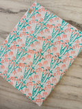 Peach Green Floral Cotton Fabric by Yard, Lightweight Botanical Print Cotton for Sewing, Quilting, Dressmaking & DIY Projects, Napkins
