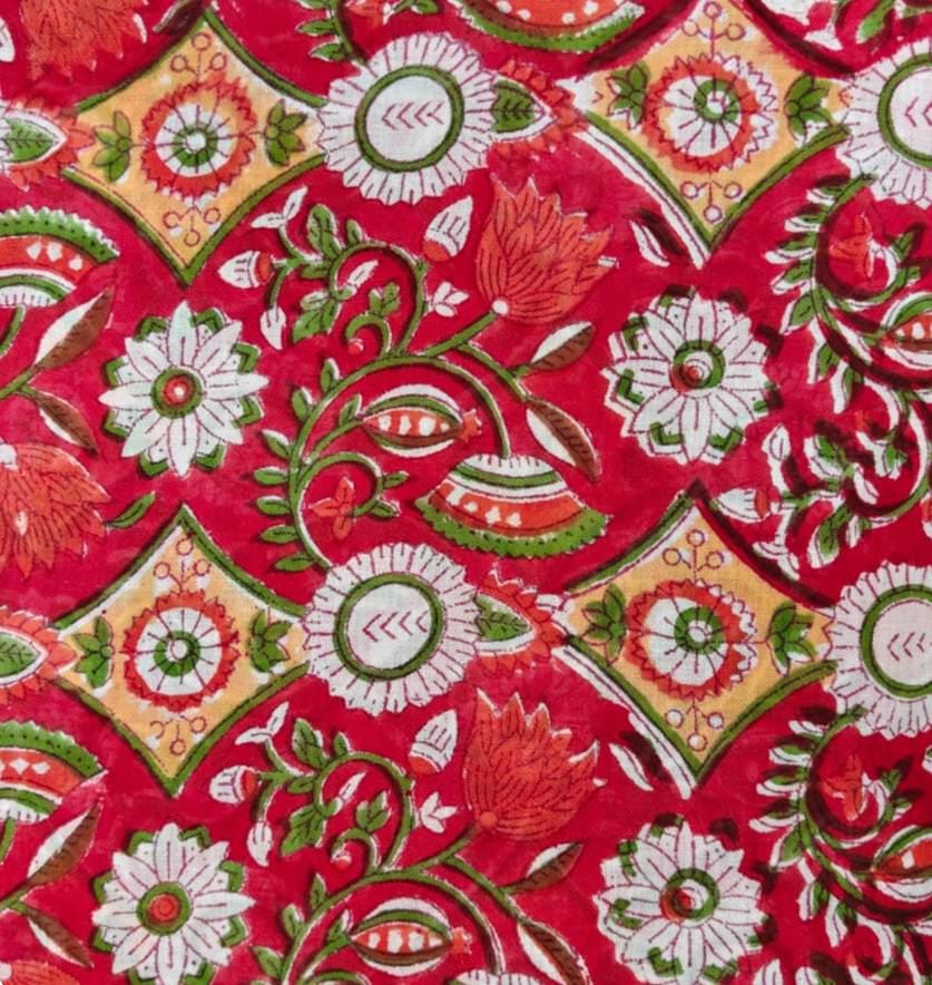 Red Cotton Fabric, Hand Block Soft Quilting Fabric by the Yard, Modern Craft Sewing Material, Quilting & Apparel Dressmaking Fabric, Napkins