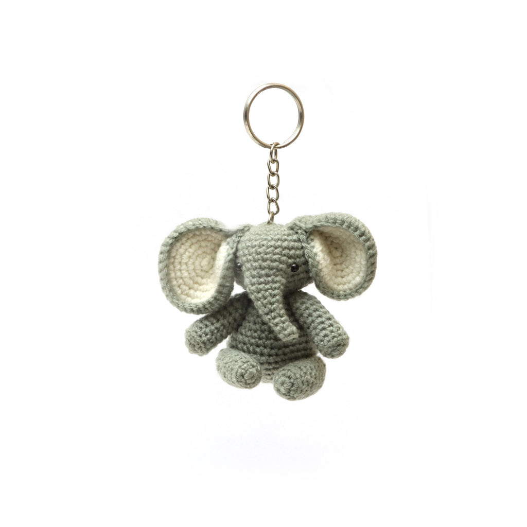 Handmade Crochet Elephant Keychain | Grey Amigurumi Elephant Plush | Cute Animal Bag Charm | Soft Fabric Elephant Toy | Elephant Lover Gift