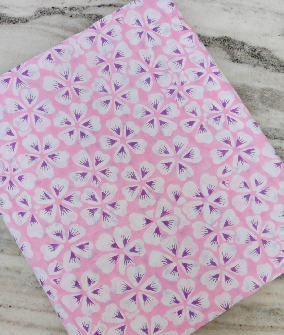 Pink Floral Cotton Fabric, White Purple Flower Print Fabric, Soft Lightweight Cotton Yardage, Summer Dress Quilting Craft Fabric, Napkins
