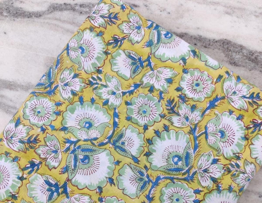 Multi Color Desinger Fabric, Hand Block Print Fabric, Floral 100% Cotton Fabric By The Yard, Fabric for Dress Making, Sewing Fabric, Napkins