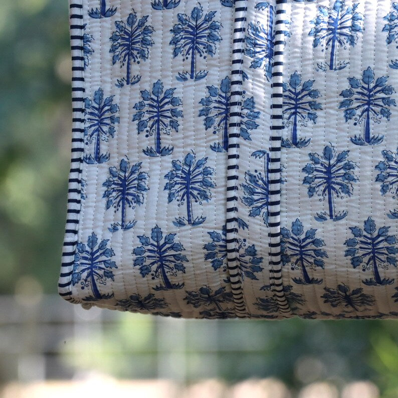 Handmade Cotton Tote Bag | Quilted Block Print Tote | Fabric Shoulder Bag | Boho Everyday Tote | Eco Friendly Gift | Gift For Women's
