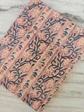 Pink & Indigo Floral Cotton Fabric, Vintage Style Botanical Print, Soft Lightweight Dressmaking Fabric For Dress Making, Quilting Fabric
