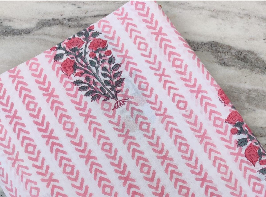 Indian Hand Block Print Fabric, Floral 100% Cotton Quilting Fabric By The Yard, Fabric For Dress Making, Loose Running Fabric, Napkin Fabric