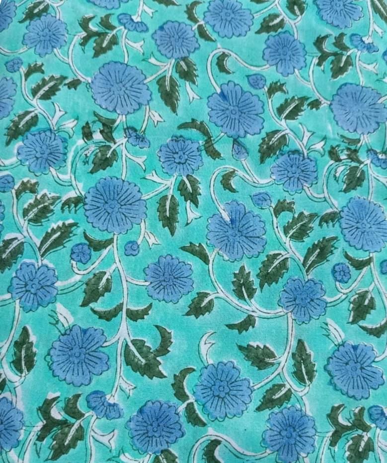 Indian Hand Block Print Fabric, Floral 100% Cotton Quilting Fabric By The Yard, Fabric For Dress Making, Loose Running Fabric, Napkin Fabric