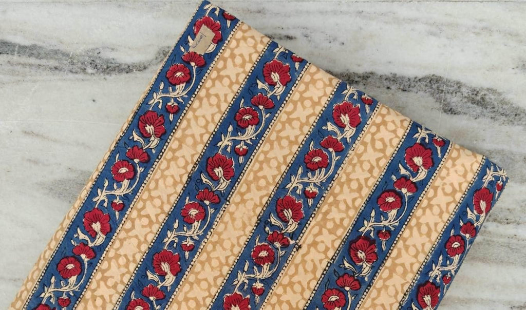 Indian Hand Block Print Fabric, Floral 100% Cotton Quilting Fabric By The Yard, Fabric For Dress Making, Loose Running Fabric, Napkin Fabric