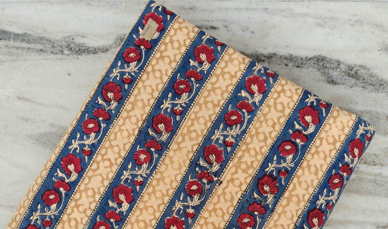 Indian Hand Block Print Fabric, Floral 100% Cotton Quilting Fabric By The Yard, Fabric For Dress Making, Loose Running Fabric, Napkin Fabric