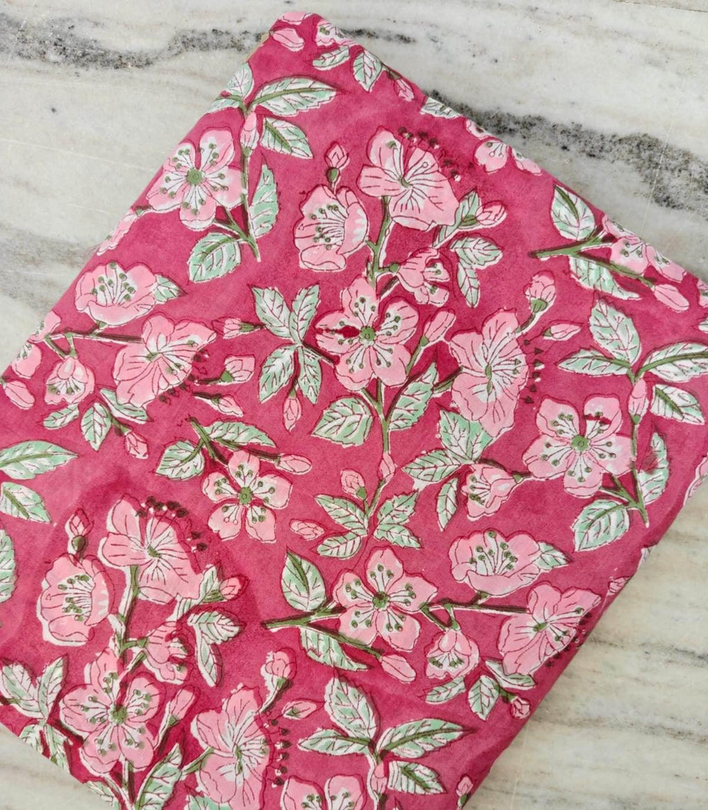 Pink Floral Cotton Fabric, Cherry Blossom Print Fabric, Lightweight Cotton Quilting Fabric, Dressmaking Fabric, Spring Flower Textile
