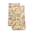 Hand Printed Cotton Dinner Napkins: Floral Block Print, Set of 4