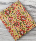 Yellow Green Floral Cotton Fabric, Floral 100% Cotton Quilting Fabric By The Yard, Handmade Fabric, Loose Running Fabric, Textile Fabric