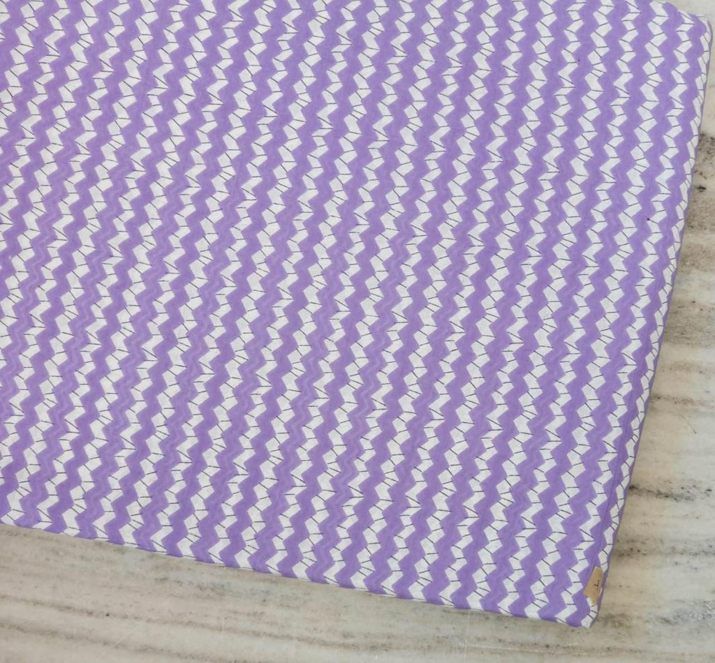Lavender Zigzag Cotton Fabric by the Yard, Purple Chevron Geometric Print Fabric, Quilting Sewing Craft Fabric, Modern Home Decor Material