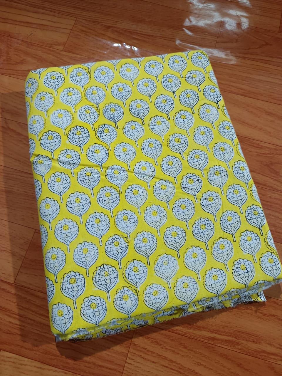 Indian Hand Block Print Fabric, Floral 100% Cotton Quilting Fabric By The Yard, Fabric For Dress Making, Loose Running Fabric, Napkin Fabric