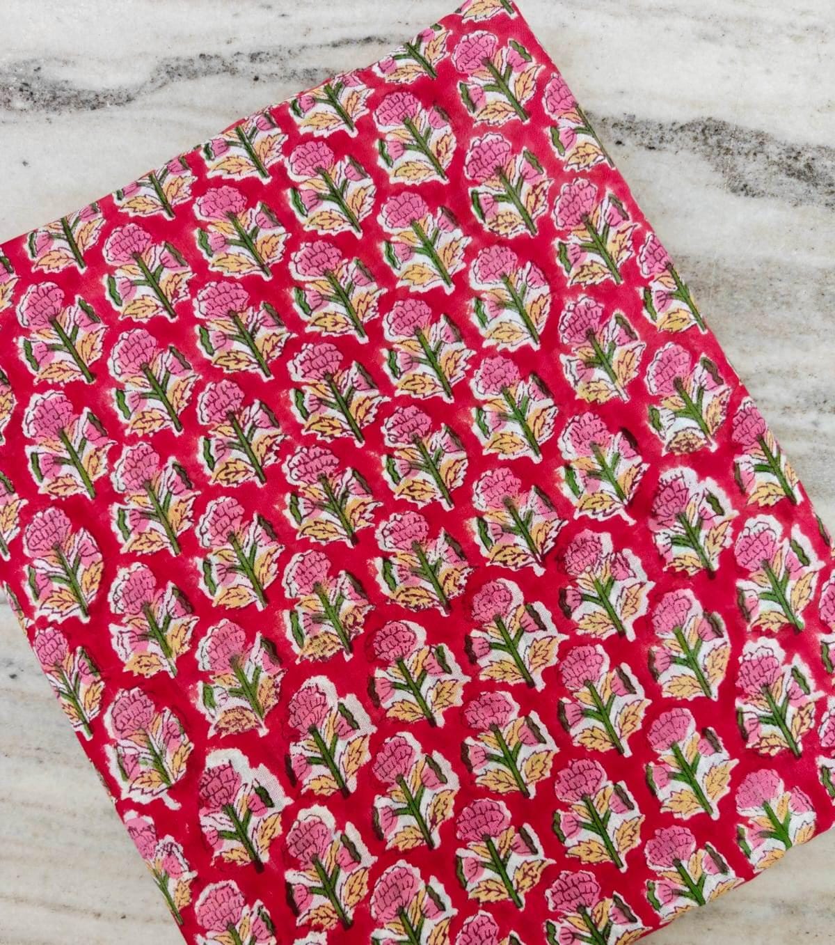 Red Cotton Fabric, Hand Block Soft Quilting Fabric by the Yard, Modern Craft Sewing Material, Quilting & Apparel Dressmaking Fabric, Napkins