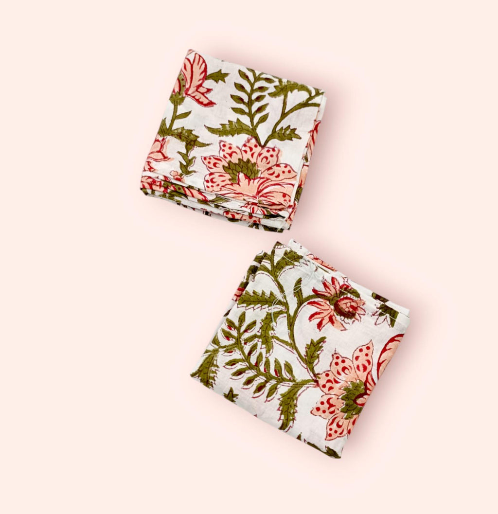 cotton dinner napkin, cloth napkins, hand printed napkins. personalized gifts, wedding napkins, flower printed napkin, cocktail napkins