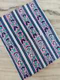 Pink Striped Floral Cotton Fabric, Indian Block Print Fabric by Yard, Boho Stripe Flower Fabric, Quilting Sewing Craft Dressmaking Fabric