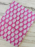 Hot Pink Hand Block Print Cotton Fabric White Floral Indian Textile, Bulk Fabric Supply Dressmaking Quilting Craft Upholstery Fabric by Yard