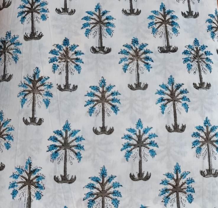 Soft Cotton, Indian Hand Block Print Fabric, Floral 100% Cotton Fabric By The Yard, Fabric for Loose Running, Dressmaking Fabric
