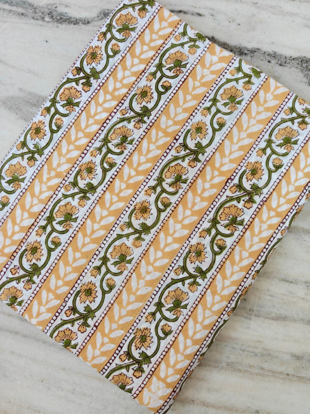 Green Red Designer Hand Block Print Fabric, Floral 100% Cotton Quilting Fabric By The Yard, Fabric For Dress Making, Loose Running Fabric