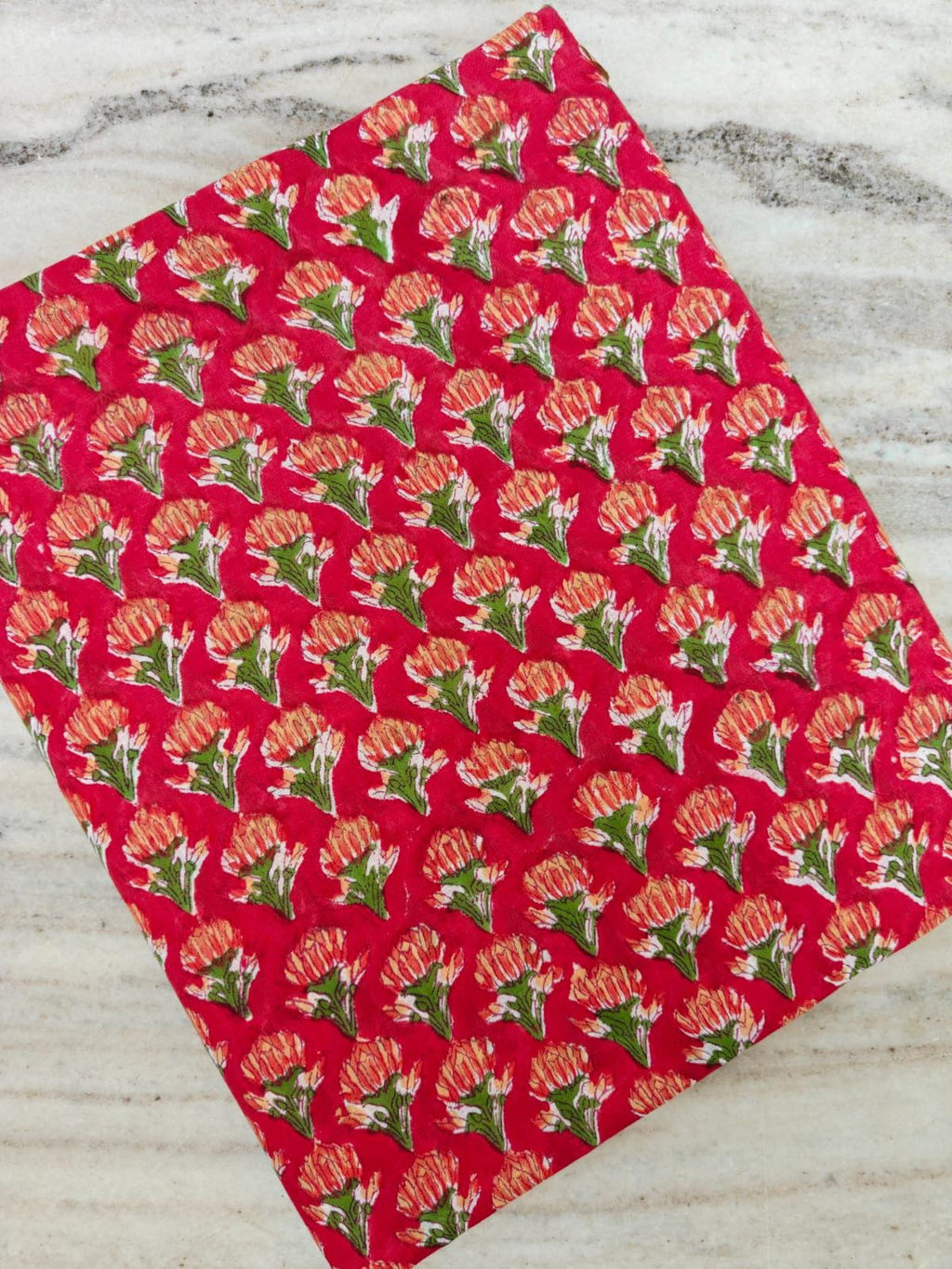 Red Floral Cotton Fabric, Small Buti Block Print Cotton, Indian Hand Printed Fabric, Lightweight Soft Cotton for Sewing, Quilting & Crafts