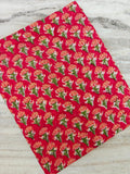 Red Floral Cotton Fabric, Small Buti Block Print Cotton, Indian Hand Printed Fabric, Lightweight Soft Cotton for Sewing, Quilting & Crafts