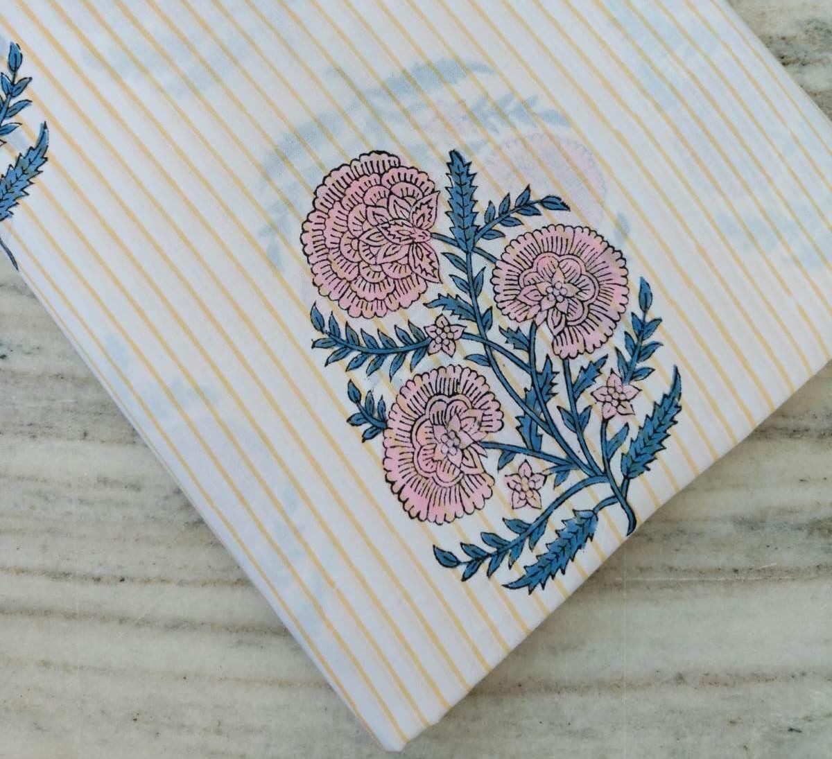 Soft Cotton, Indian Hand Block Print Fabric, Floral 100% Cotton Fabric By The Yard, Fabric for Loose Running, Dress Making, Textile Fabric
