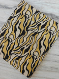Mustard and Black Abstract Wavy Print Cotton Fabric, Indian Hand Block Print Fabric, 100% Cotton Quilting Fabric By The Yard, Napkins Fabric