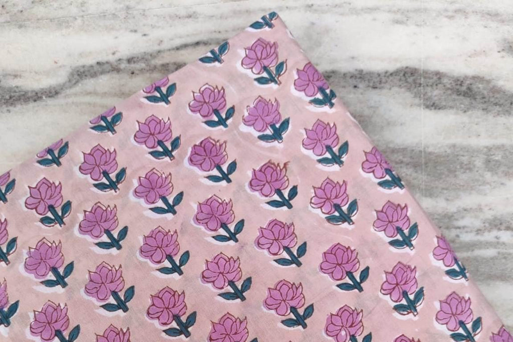 Indian Hand Block Print Fabric, Floral 100% Cotton Quilting Fabric By The Yard, Fabric For Dress Making, Loose Running Fabric, Napkin Fabric