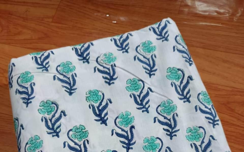Indian Hand Block Print Fabric, Floral 100% Cotton Quilting Fabric By The Yard, Fabric For Dress Making, Loose Running Fabric, Napkin Fabric