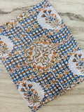 Sky Blue Floral Medallion Cotton Fabric, Hand Block Print Style Textile, Boho Cloth, Soft Lightweight Sewing Fabric, Dress Making Fabric