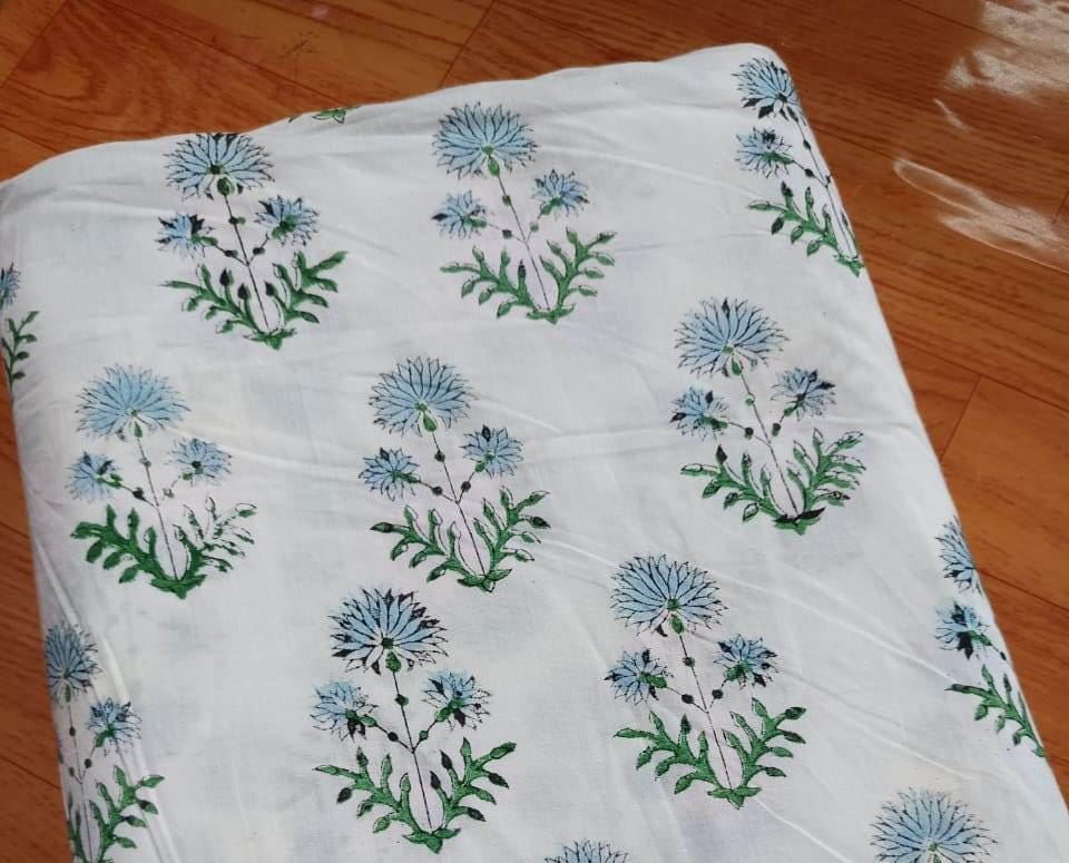 Indian Block Print Fabric, Floral 100% Cotton Quilting Fabric By The Yard, Fabric For Dress Making, Fabric Bags, Napkin Fabric, Gift For Her