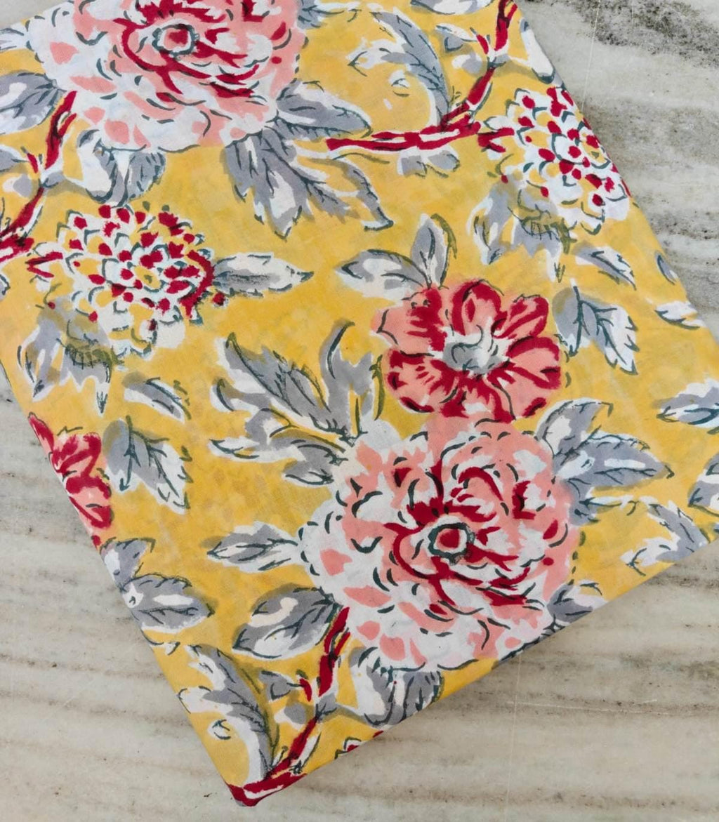 Yellow Floral Cotton Fabric, Vintage Style Rose Cotton Fabric, Flower Print Cotton Fabric, Quilting Sewing Craft Fabric, Dressmaking Fabric