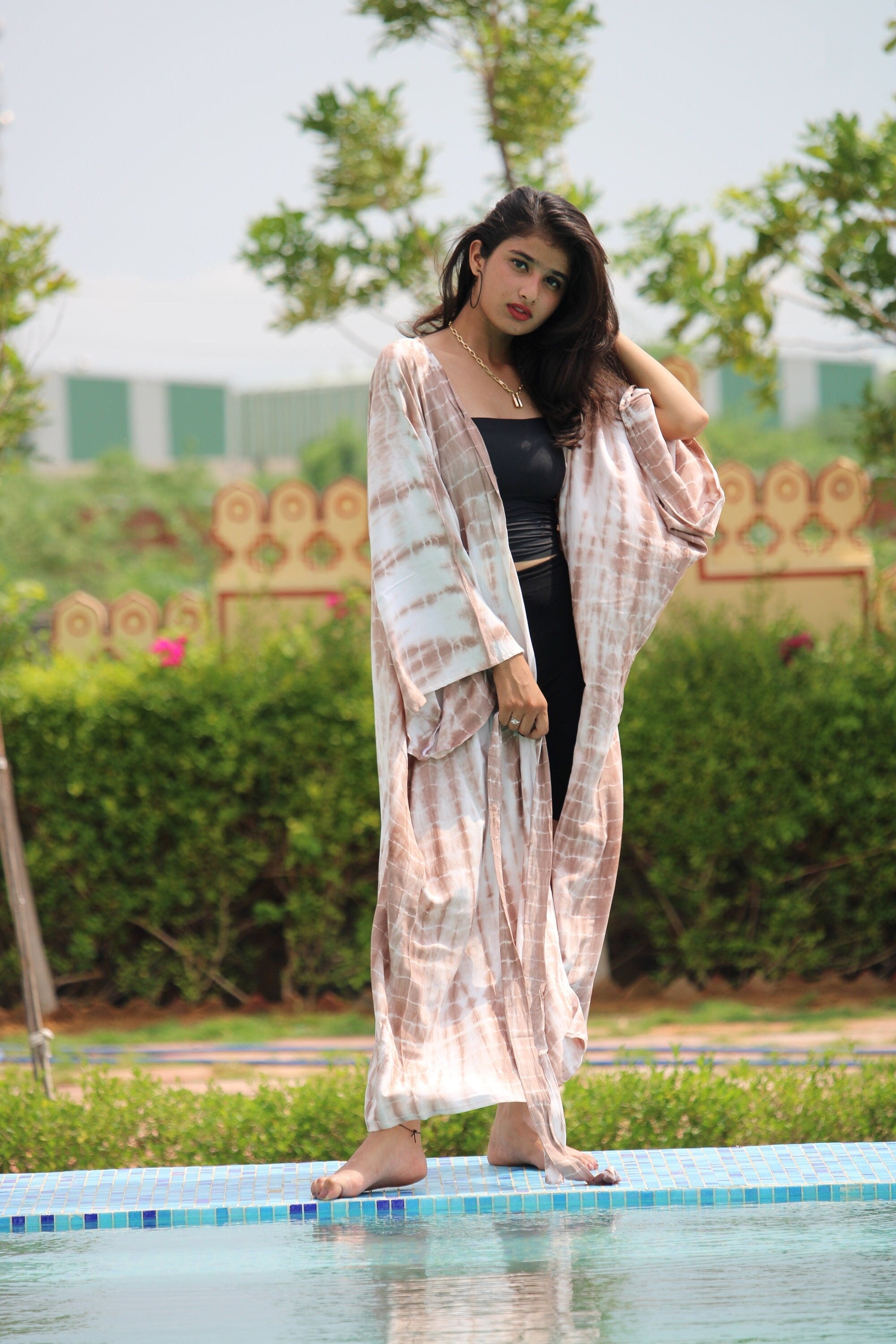 Long Kimono Women, Cover Up Colorful Light Summer Jacket, Long Kimono Style Wedding Robe Bride, Multi Color Bridal Robe, Hand Tie Dye Kimono