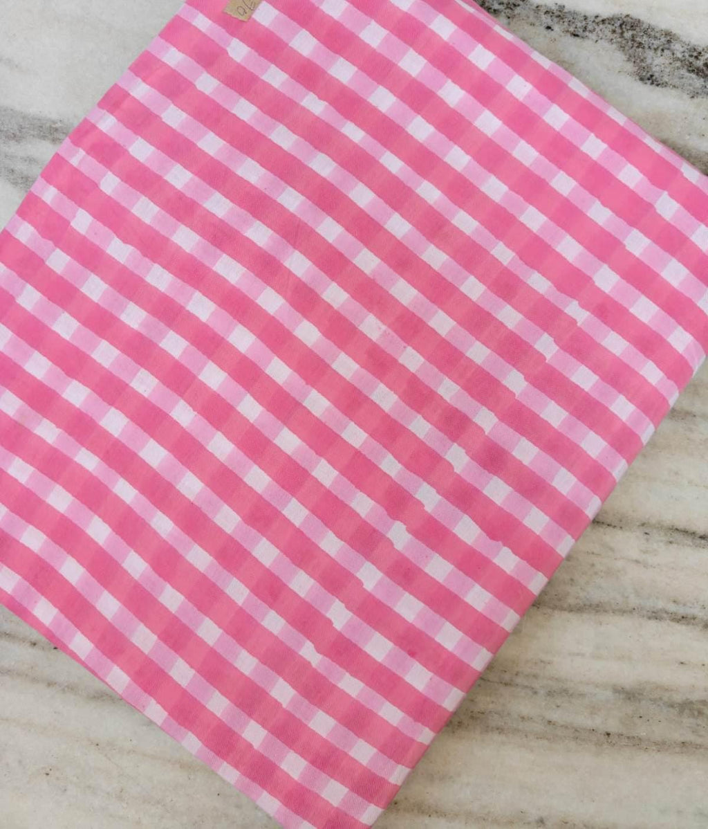Pink Gingham Cotton Fabric, Large Check Plaid Fabric by Yard, Soft Cotton Cloth for Sewing, Quilting, Dressmaking Picnic Fabric Craft Fabric