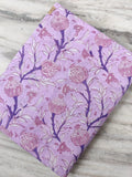 Lavender Pomegranate Cotton Fabric, Hand Block Printed Indian Fabric by Yard, Soft Quilting & Dressmaking Fabric, Textile Fabric Loose