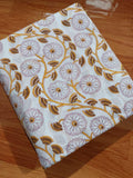 Mustard Floral Cotton Fabric by the Yard | Hand Block Print Fabric | Indian Soft Cotton Material for Sewing, Quilting, Dressmaking & Crafts