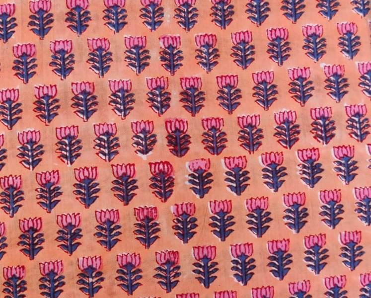 Indian Hand Block Print Fabric, Floral 100% Cotton Quilting Fabric By The Yard, Fabric For Dress Making, Loose Running Fabric, Napkin Fabric