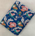 Navy Blue Floral Cotton Fabric, Bold Botanical Print, Pink Orange Flowers, Quilting Cotton, Dressmaking Fabric, Craft Fabric by the Yard