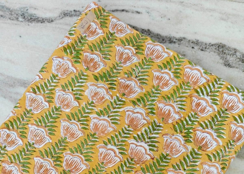 Yellow Cotton Fabric, Indian Soft Cotton by the Yard, Textile Fabric, Napkins, Table Cover Fabric, Dressmaking Fabric, Christmas Decor