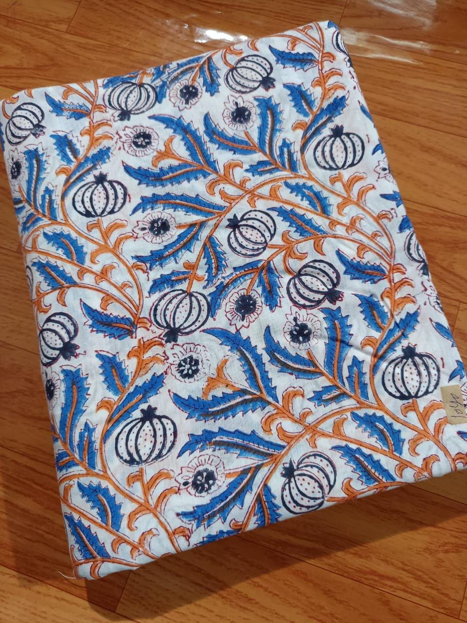 Indian Hand Block Print Fabric, Floral 100% Cotton Quilting Fabric By The Yard, Fabric For Dress Making, Loose Running Fabric, Napkin Fabric